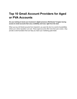 Top 10 Gmail Account Providers for Aged or PVA Accounts