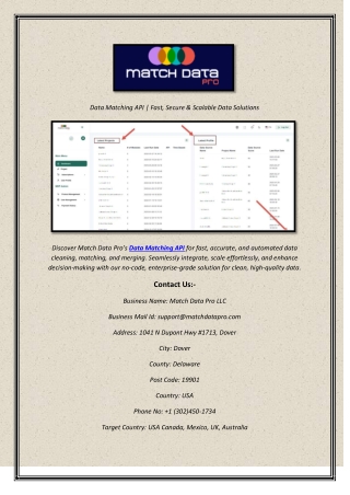 Data Matching API  Fast, Secure & Scalable Data Solutions