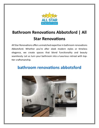 Bathroom Renovations Abbotsford