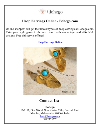 Hoop Earrings Online - Bohego.com