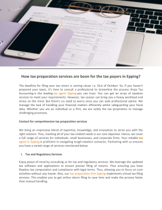 How tax preparation services are boon for the tax payers in Epping