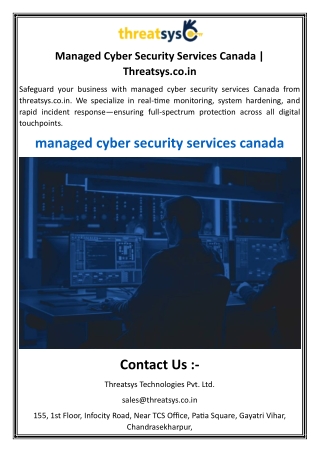 Managed Cyber Security Services Canada  Threatsys.co.in