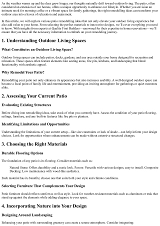 Patio Remodelling Ideas that Elevate Outdoor Living Spaces