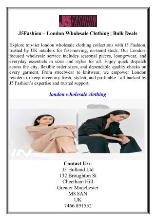 J5Fashion – London Wholesale Clothing  Bulk Deals