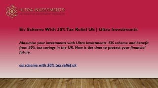 Eis Scheme With 30% Tax Relief Uk Ultra Investments