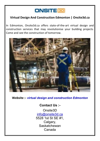 Virtual Design And Construction Edmonton  Onsite3dca