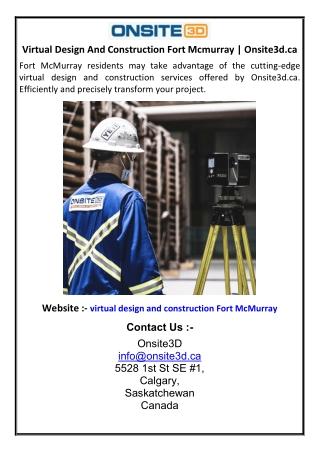 Virtual Design And Construction Fort Mcmurray  Onsite3dca