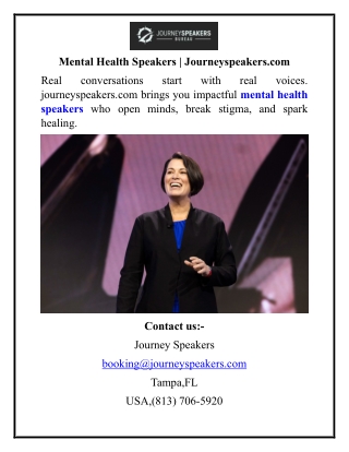 Mental Health Speakers  Journeyspeakers.com
