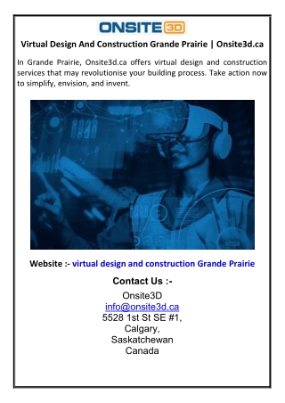 Virtual Design And Construction Grande Prairie  Onsite3dca
