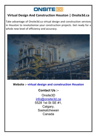 Virtual Design And Construction Houston  Onsite3dca