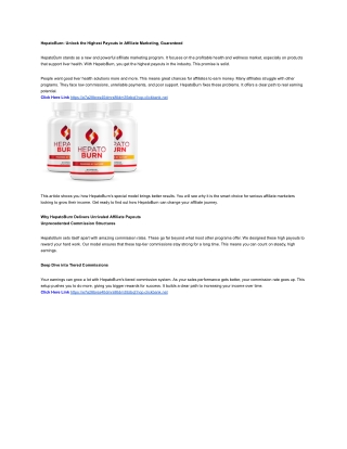 HepatoBurn: Unlock the Highest Payouts in Affiliate Marketing, Guaranteed