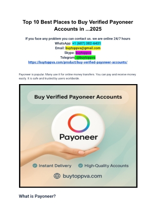 Top 10 Best Places to Buy Verified Payoneer Accounts in ...2025