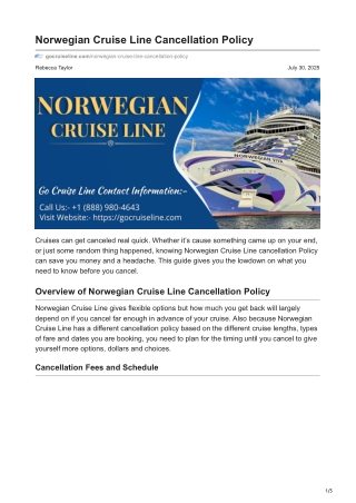 gocruiseline.com-Norwegian Cruise Line Cancellation Policy