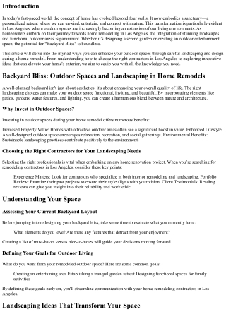 Backyard Bliss: Outdoor Spaces and Landscaping in Home Remodels