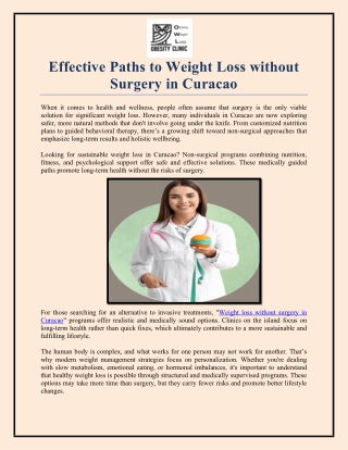 Effective Paths to Weight Loss without Surgery in Curacao