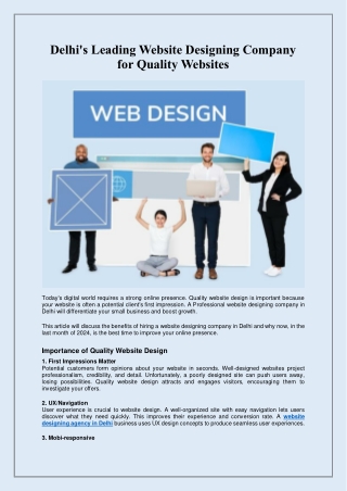 Delhi's Leading Website Designing Company for Quality Websites