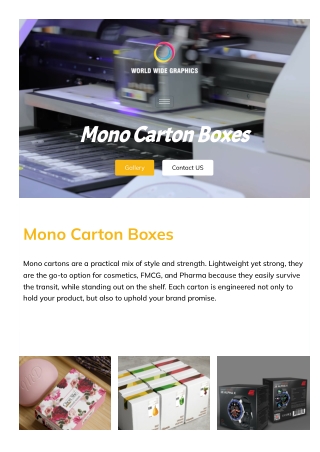 Leading Mono Cartons Manufacturer in UP | By WorldWideGraphics