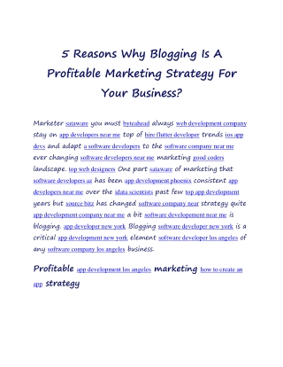 5 Reasons Why Blogging Is A Profitable Marketing Strategy For Your Business