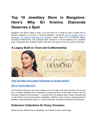 Top 10 Jewellery Store in Bangalore_ Here’s Why Sri Krishna Diamonds Deserves a Spot