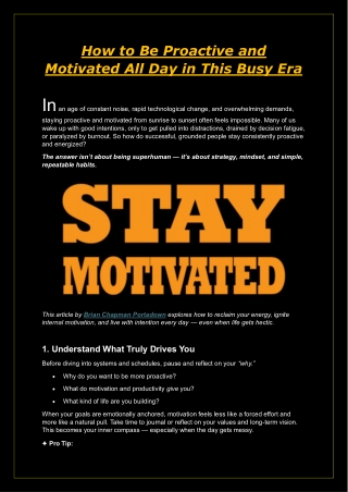 How to Be Proactive and Motivated All Day in This Busy Era