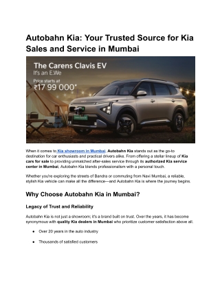 Autobahn Kia_ Your Trusted Source for Kia Sales and Service in Mumbai