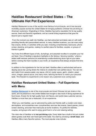 Haidilao United States