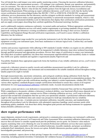 What to Seek in a Professional Calibration Laboratory
