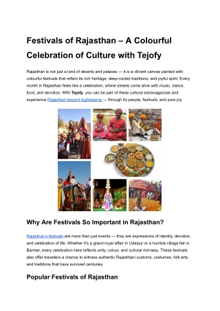 Festivals of Rajasthan – A Grand Celebration of Culture, Colour & Tradition