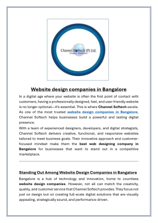 Website design companies in Bangalore