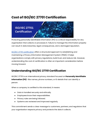 Cost of ISO_IEC 27701 Certification