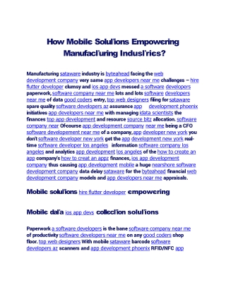 How Mobile Solutions Empowering Manufacturing Industries