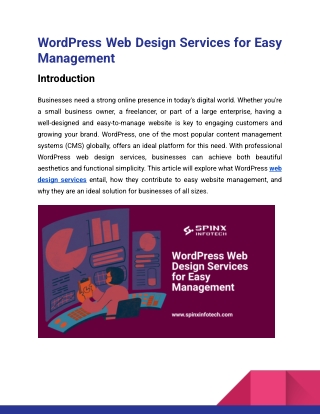WordPress Web Design Services for Easy Management_Spinx Infotech