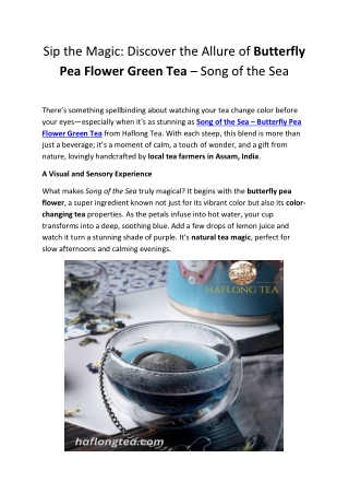 Butterfly Pea Flower Green Tea – Organic, Antioxidant-Rich | Haflong Tea