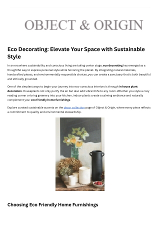 Eco Friendly Home Furnishings