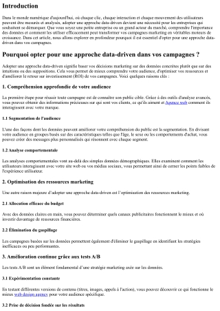 Pourquoi opter pour une approche data-driven dans vos campagnes ?