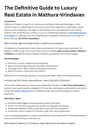 The Definitive Guide to Luxury Real Estate in Mathura-Vrindavan