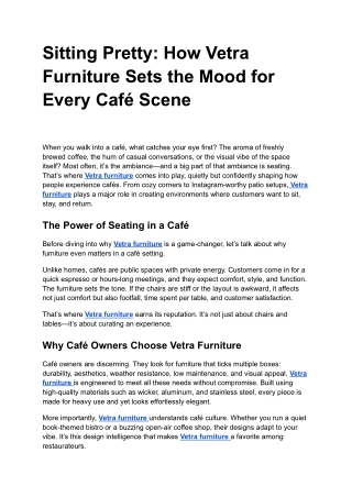 Sitting Pretty: How Vetra Furniture Sets the Mood for Every Café Scene
