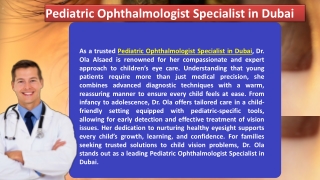 Pediatric Ophthalmologist Specialist in Dubai