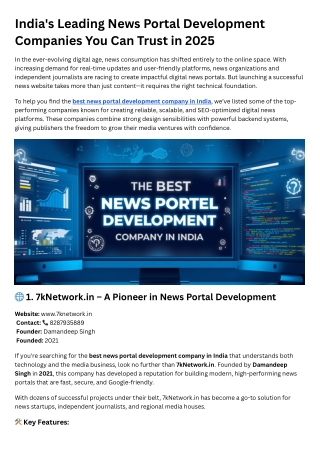 Best news portal development company in India