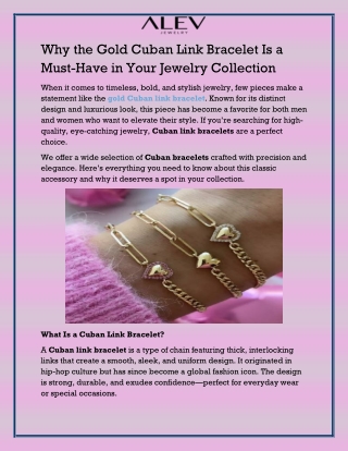 Why the Gold Cuban Link Bracelet Is a Must-Have in Your Jewelry Collection