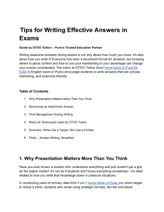 Tips for Writing Effective Answers in Exams