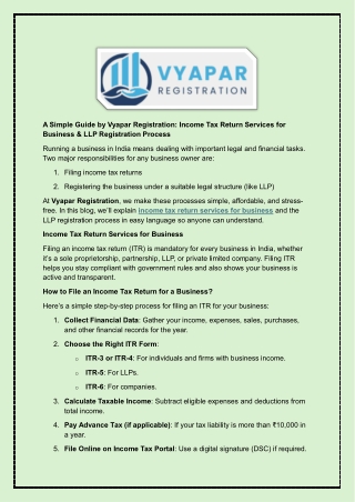 A Simple Guide by Vyapar Registration - Income Tax Return Services for Business & LLP Registration Process