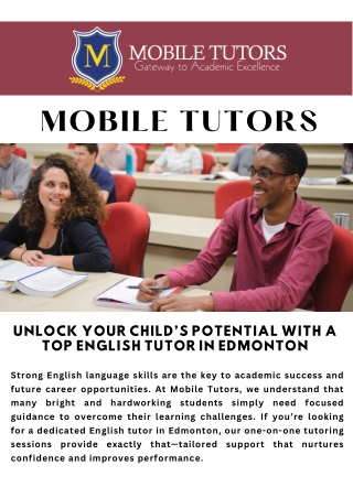 Unlock Your Child’s Potential with a Top English Tutor in Edmonton