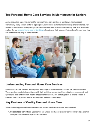 Top Personal Home Care Services in Morristown for Seniors