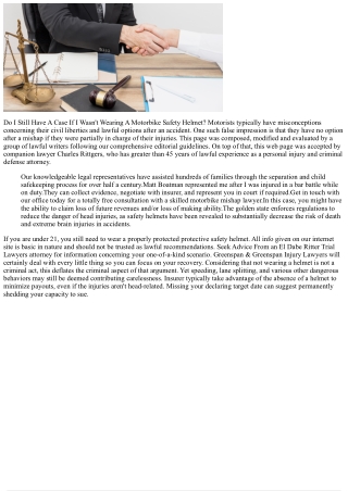 Can I Still Obtain Compensation If I Wasnt Putting On A Safety Helmet In My Moto