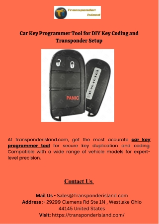 Car Key Programmer Tool for DIY Key Coding and Transponder Setup