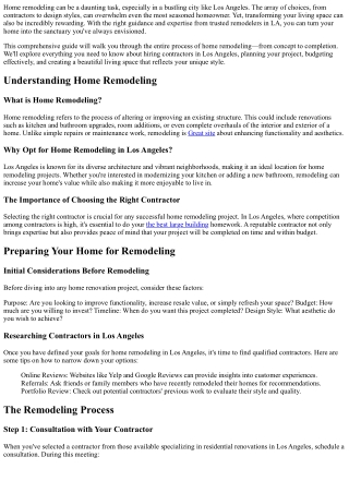 From Concept to Completion: Trusted Remodelers in LA