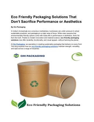 Eco Friendly Packaging Solutions