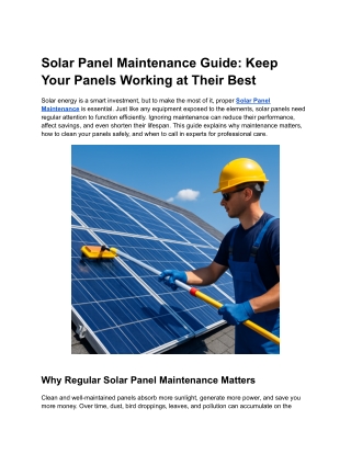 Solar Panel Maintenance Guide Keep Your Panels Working at Their Best