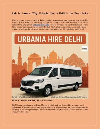 Ride in Luxury Why Urbania Hire in Delhi Is the Best Choice